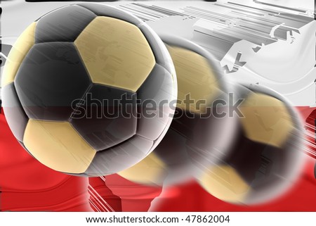 Flag of Poland, national country symbol illustration wavy sports soccer football