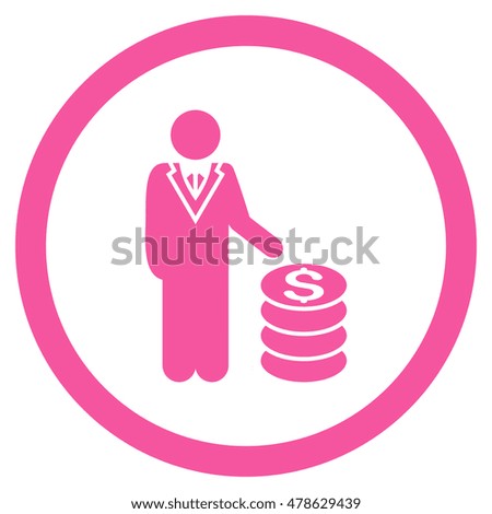 Businessman rounded icon. Vector illustration style is flat iconic symbol, pink color, white background.