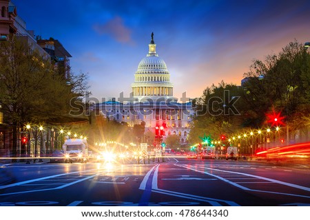 The United States Capitol building in Washington DC Royalty-Free Stock Photo #478644340
