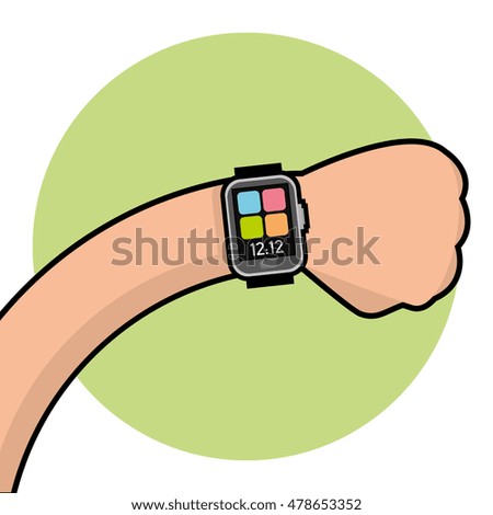 Isolated hand with a smart watch, Vector illustration
