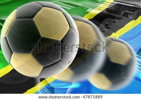 Flag of Tanzania, national country symbol illustration wavy sports soccer football