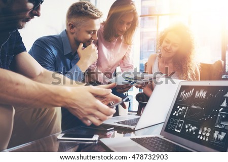 Startup Diversity Teamwork Brainstorming Meeting Concept.Business Team Coworker Global Sharing Economy Laptop Graph Screen.People Working Planning Start Up.Group Young Man Women Looking Report Office Royalty-Free Stock Photo #478732903
