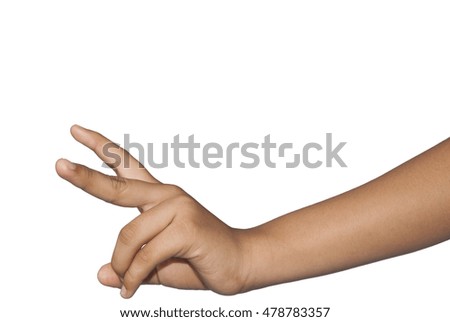 Woman hand  isolated on white background.