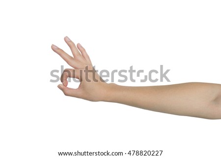 Man's right hands making sign OK isolated on white background with clipping path