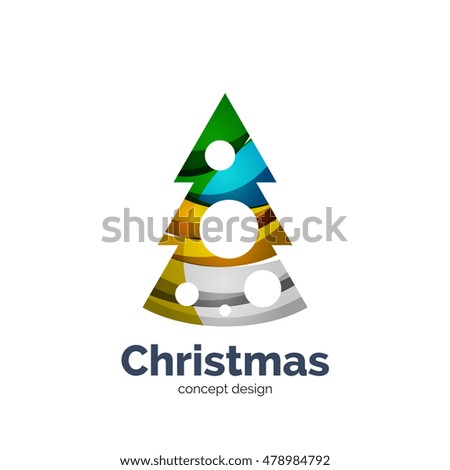 Vector abstract geometric Christmas tree icon. Vector New Year concept created with waves