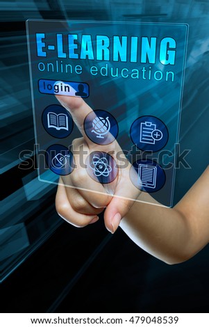 Woman's Hand log in to a e-learning screen