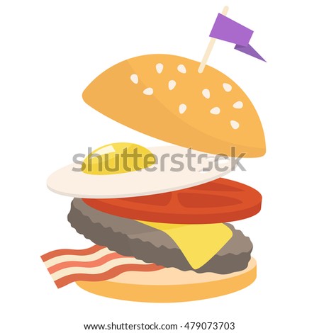 Fast food burger // vector cartoon illustration