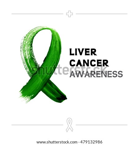 Colorful Liver Cancer Awareness Ribbon Isolated Over White Background. Vector Poster.