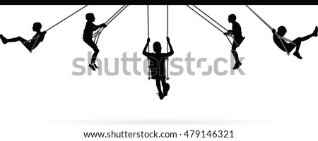 Boy swinging on swing collection vector illustration  Royalty-Free Stock Photo #479146321