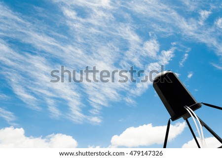Satellite antennas under blue sky