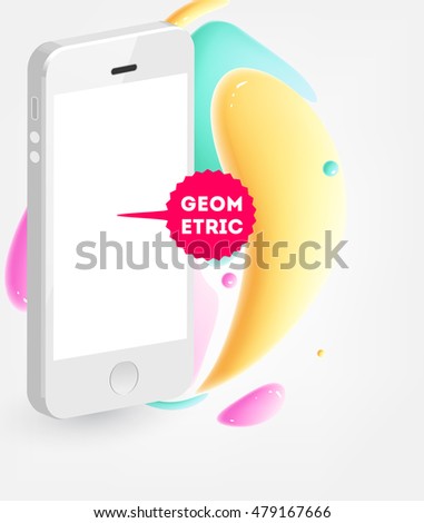 Abstract Vector Background with Liquid Bubbles. Circles Pattern with Mobile Phone Icon for Business Presentations, Application Cover or Web Site Design.
