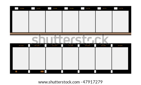 16 mm format filmstrip, substandard film picture frames,with free copy space,isolated on white background