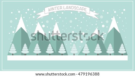 Holiday winter landscape background with Christmas trees