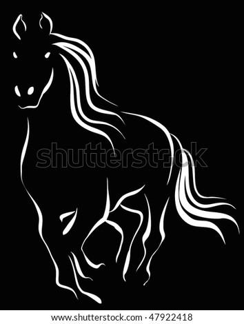 Line art illustration of a horse 1