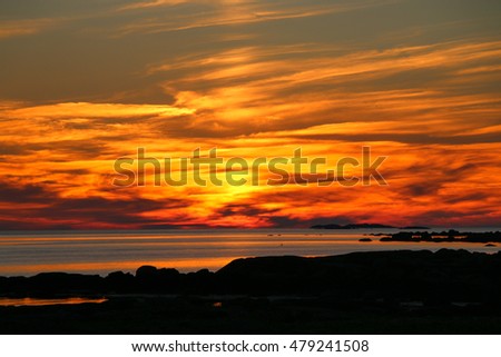 Sunset on the beach with beautiful sky.