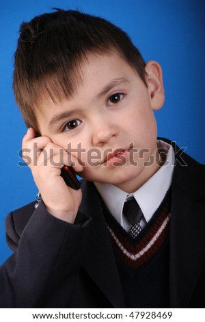 portrait of the schoolboy with phone