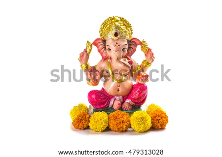Hindu God Ganesha. Ganesha Idol on white background. Royalty-Free Stock Photo #479313028