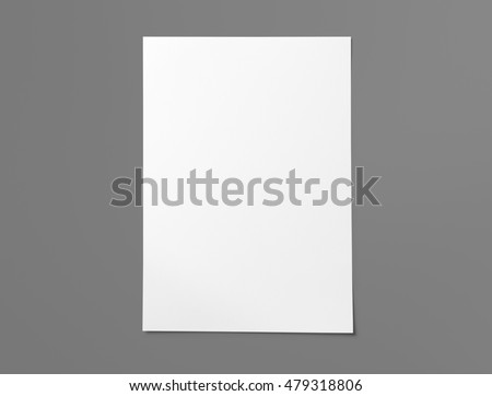 Real photo, blank letterhead, flyer, poster isolated on grey to replace your design.  isolated, changeable background. 3D rendering.