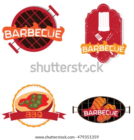 Set of barbecue illustrations on white background, Vector