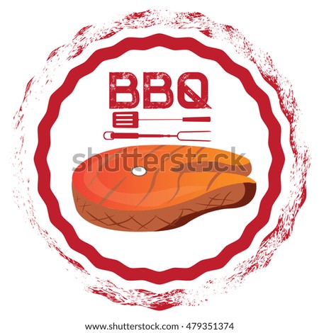 Isolated Barbecue label with a piece of meat, Vector illustration