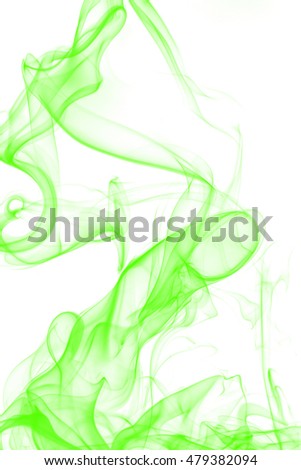 green smoke on white background, green ink background, movement of green smoke