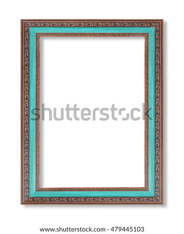 Vintage wooden frame isolated on wood wall