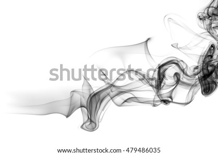 black smoke on white background, movement of black smoke