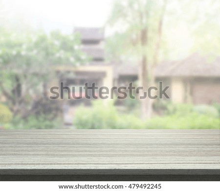 Table Top And Blur Building Of The Background