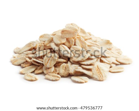 pile of oatmeal isolated on white background Royalty-Free Stock Photo #479536777