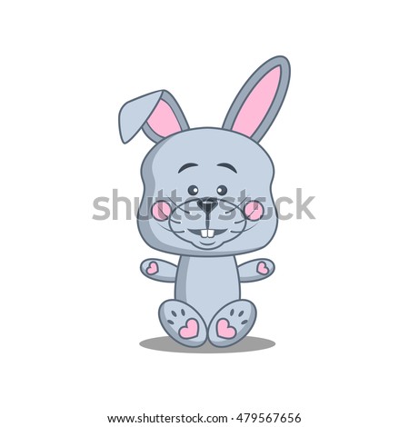 Vector bunny. Cute rabbit cartoon illustrations
