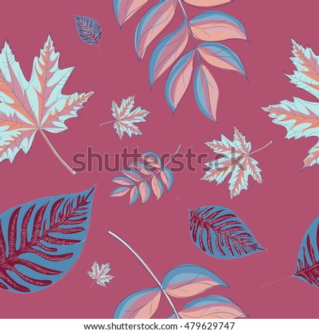 Vector seamless leaves pattern