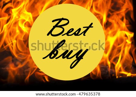 Best buy icon isolated on fire flame background