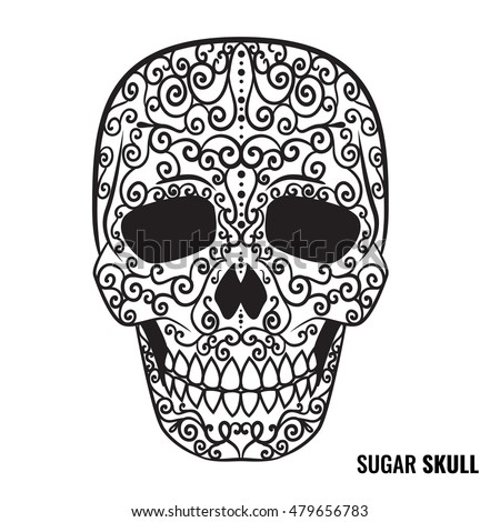 Day of the dead sugar skull vector. Mexican skull. Day of the dead skull. Dia de los muertos skull illustration.