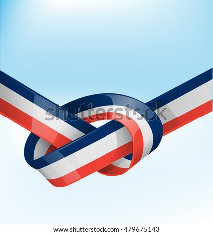  france ribbon flag on blue sky background