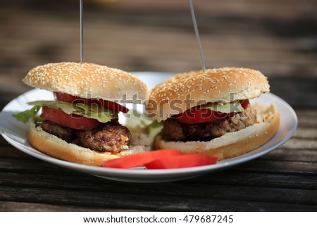 two hamburgers homemade