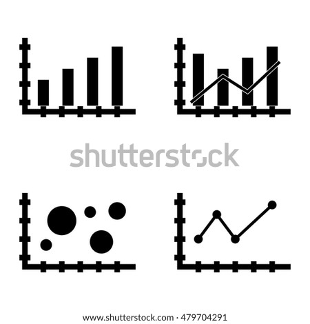 Set Of Statistics Icons On Bubble Chart, Bar Chart, Dynamics Graph And More. Premium Quality Eps10 Vector Illustration For Mobile, App, Ui Design.