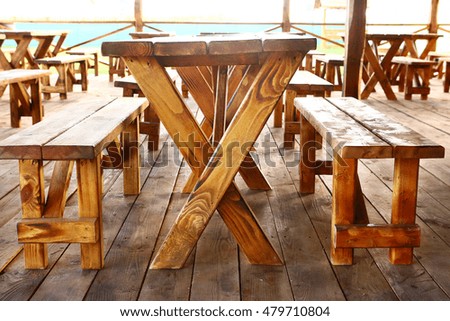 peasant wooden country style outdoor cafe 