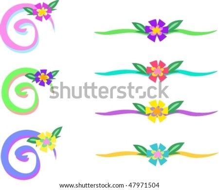 Mix of Colorful Flower Bars and Spirals Vector