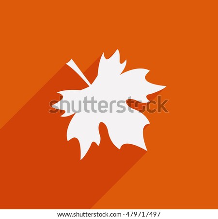 Vector flat maple leaf icon isolated on orange background.