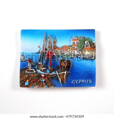 Souvenir from the island of Cyprus (Greece) with the image of the sea panorama