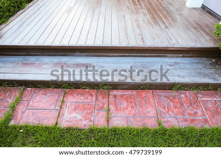 old wood floor and 
Tiled at home terrace