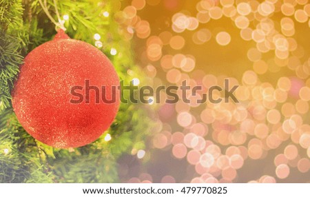 Christmas Tree with Decorations and bokeh light background