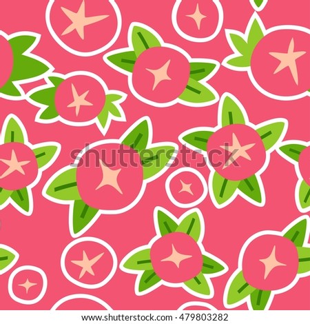 Round pink flowers seamless pattern