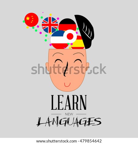Learn new languages graphic design, Vector illustration