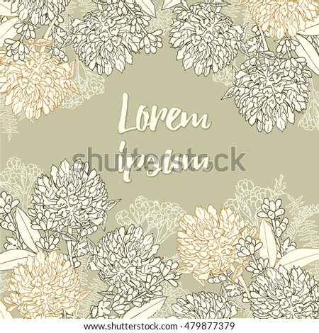 Template for a banner or a card. Vector wild flowers.