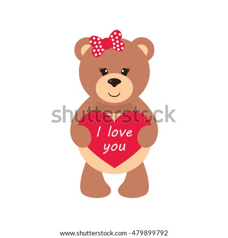 cartoon bear girl with heart
