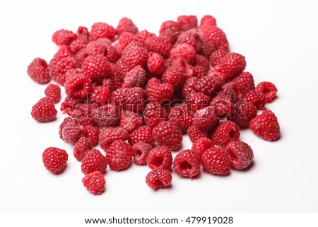 Fresh raspberry is on a white background.