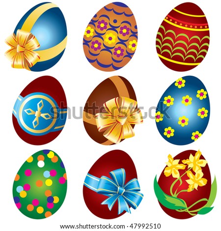  Vector images painted Easter eggs