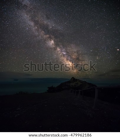 night photo, milky way over the sea, the starry sky