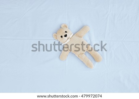 A studio photo of a toy bear                               